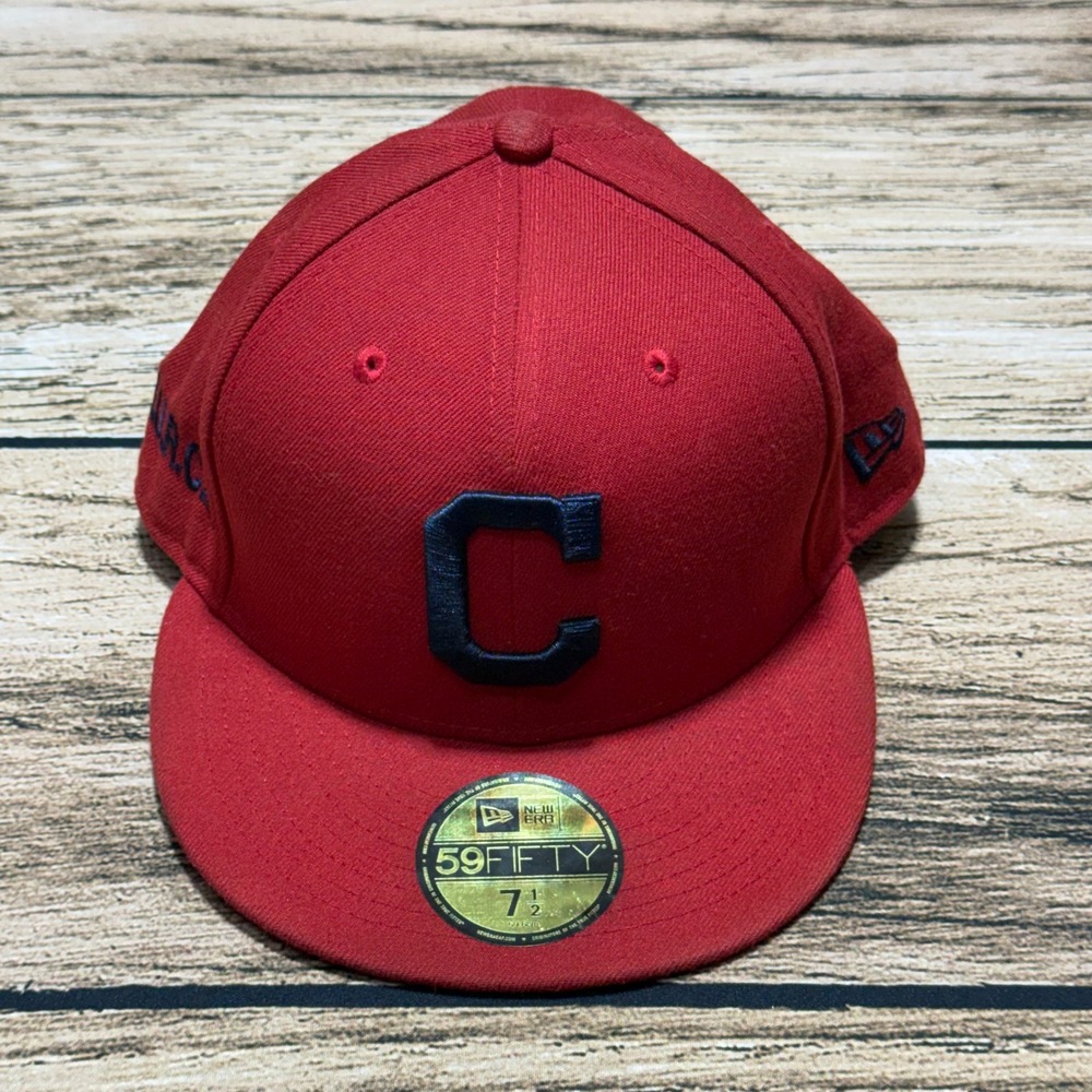New Era 59FIFTY Cleveland Guardians Hat 7 1/2 Red Indians C.H.U.R.C.H. On-Field